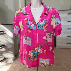 Allison Taylor vintage 80s Silk pink resort top size medium